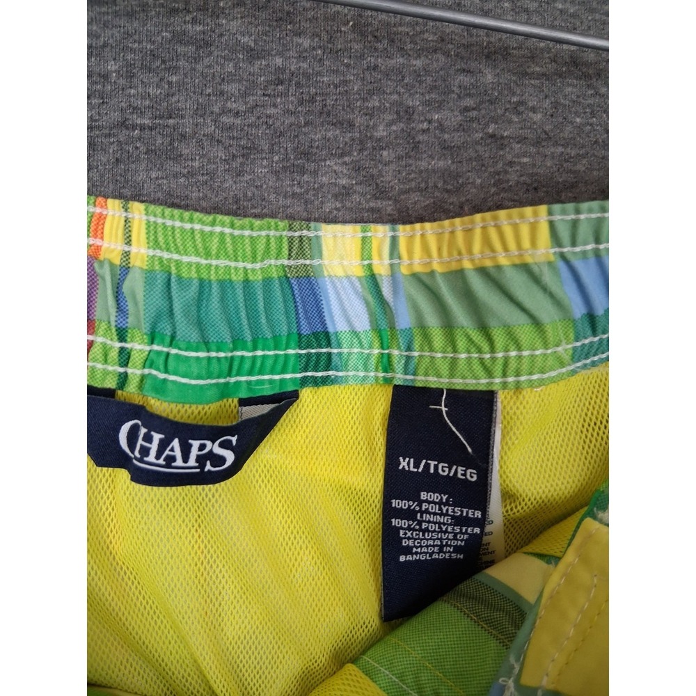 Chaps Mens Shorts XL Green Yellow Swim Trunks Boardshorts Mesh Lined Preppy - Picture 8 of 10